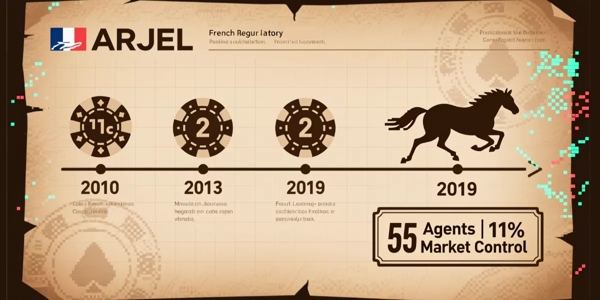 Chronologie de l'ARJEL de 2010 à 2019 avec les étapes clés