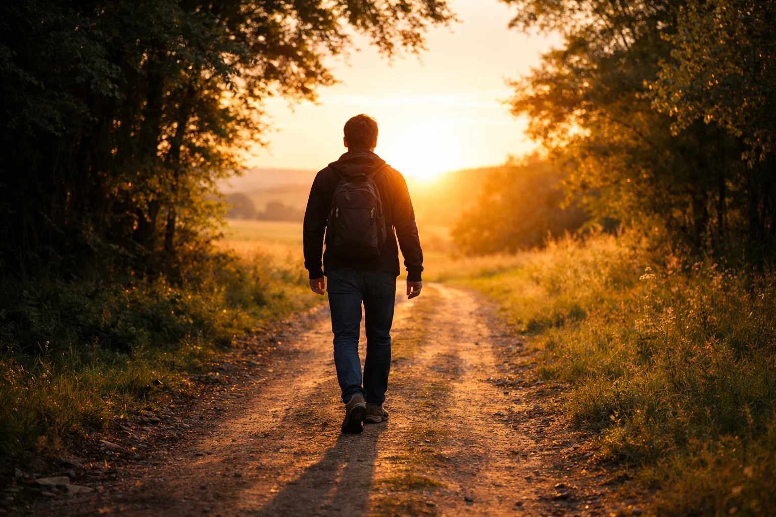 Personne marchant vers la lumière symbolisant l'espoir et la guérison