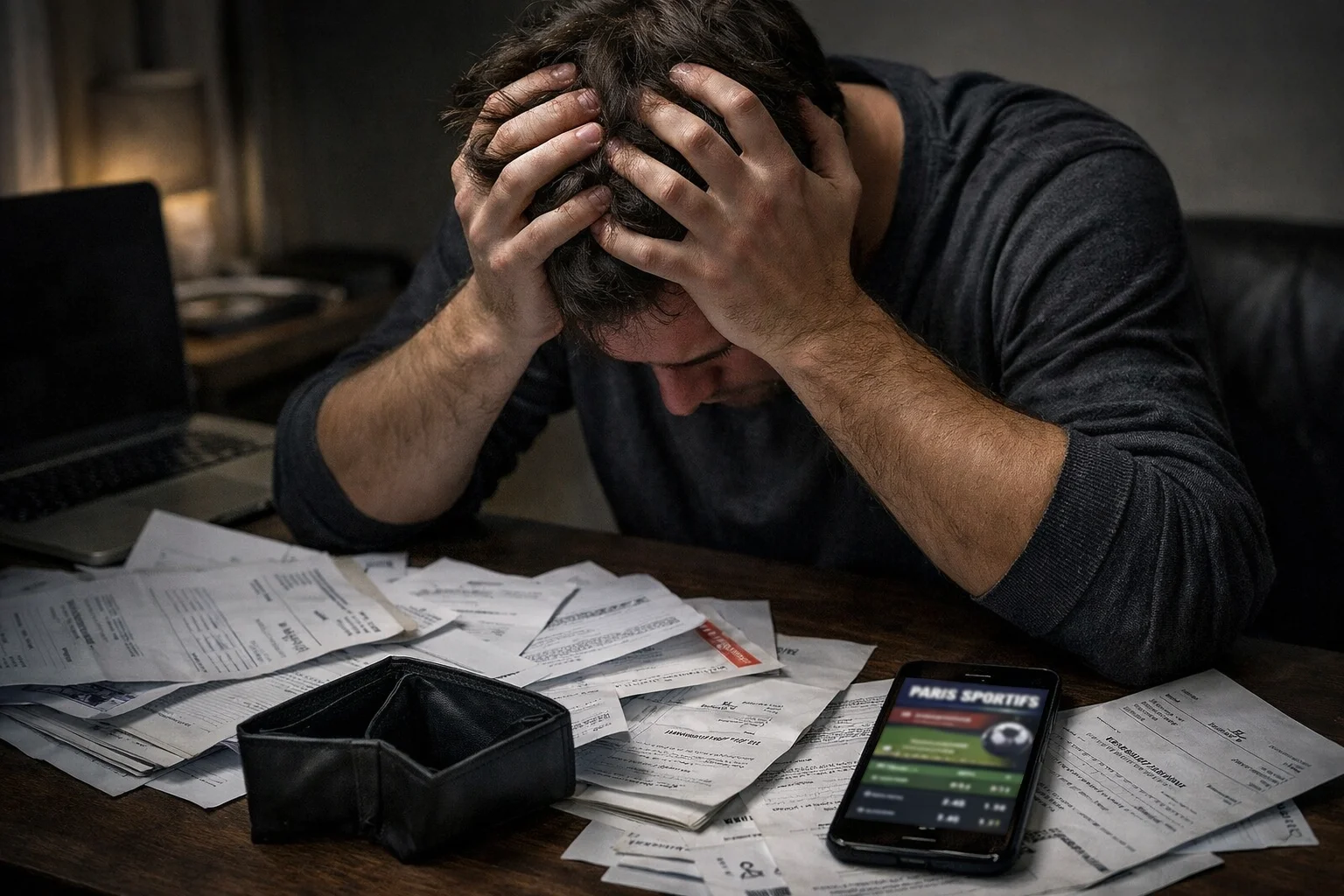 Illustration des signes d'alerte de l'addiction aux jeux avec icônes représentant les symptômes