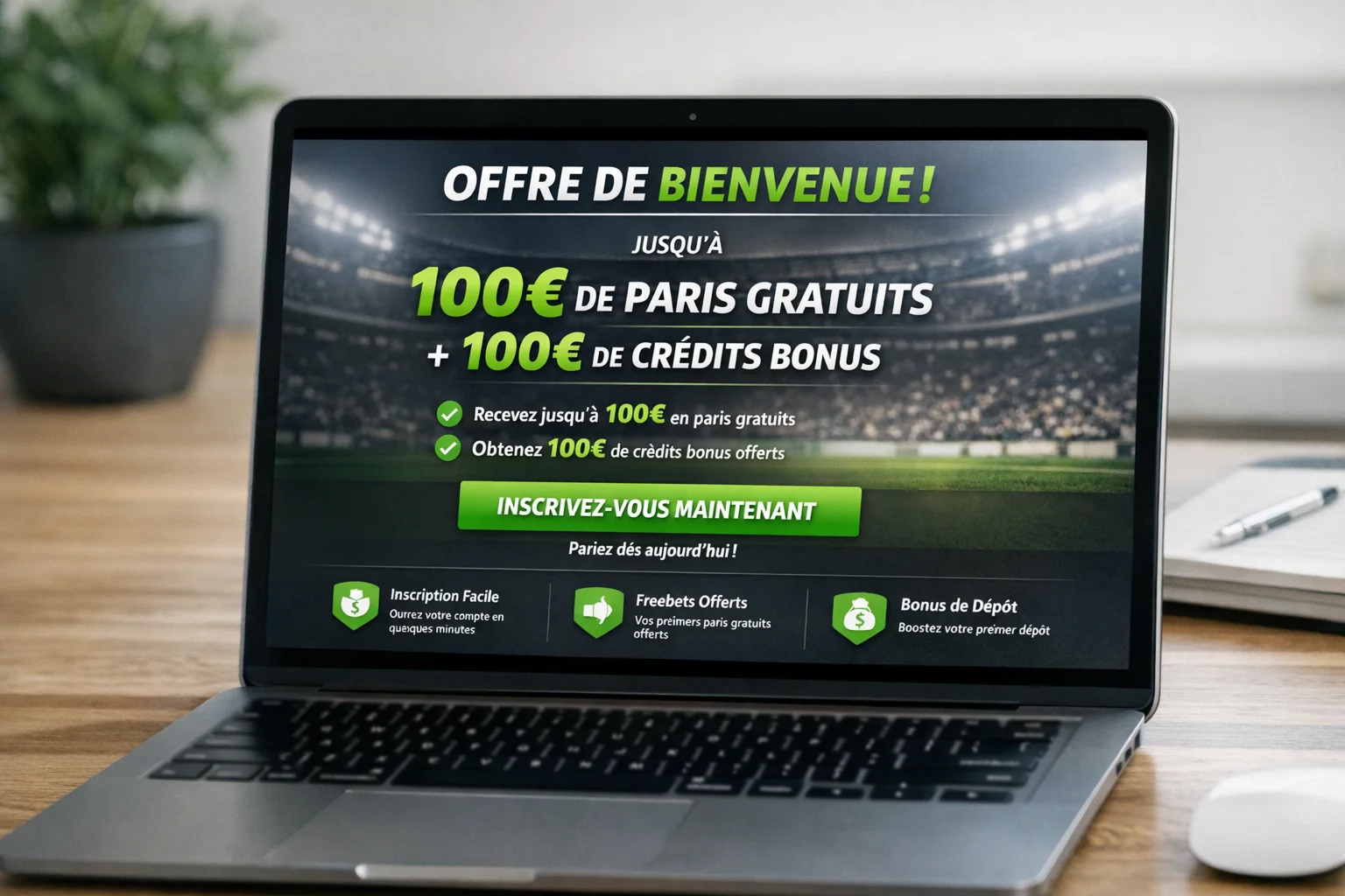 Interface Unibet montrant un bonus de bienvenue avec freebets offerts